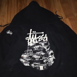 Stüssy black zip up hoodie